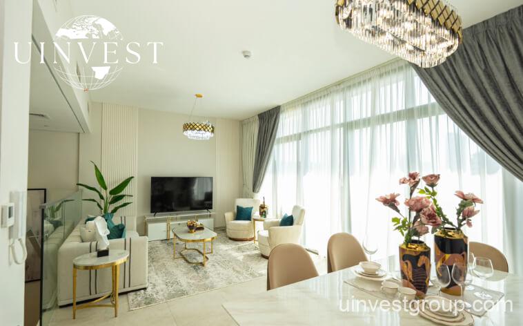 Exterior view of Eleganz by Danube – modern residential tower in JVC Dubai