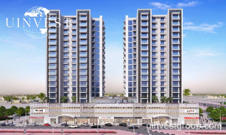 Glamz by Danube IMPZ Dubai sleek glass façade under clear blue sky