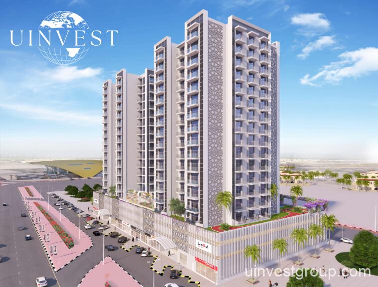 Glamz by Danube IMPZ Dubai sleek glass façade under clear blue sky