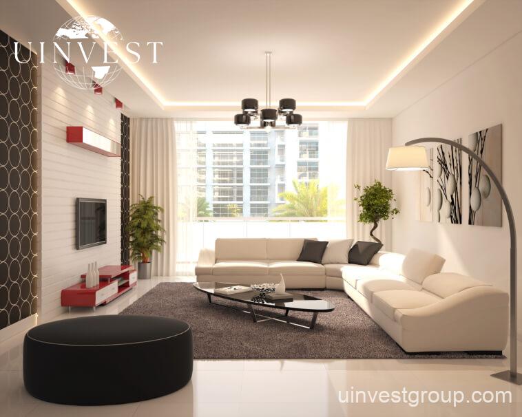 Open-plan studio apartment interior at Glitz by Danube featuring floor-to-ceiling windowsOpen-plan studio apartment interior at Glitz by Danube featuring floor-to-ceiling windows