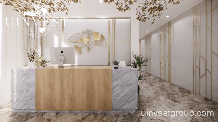 Architectural rendering of Opalz by Danube’s twin 19-storey residential towers in Arjan, Dubai, showcasing neutral-toned façades, private balconies overlooking landscaped water bodies, and integrated leisure facilities.