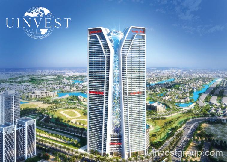 “Exterior view of Diamondz by Danube, a luxury residential tower in Jumeirah Lake Towers, Dubai.”