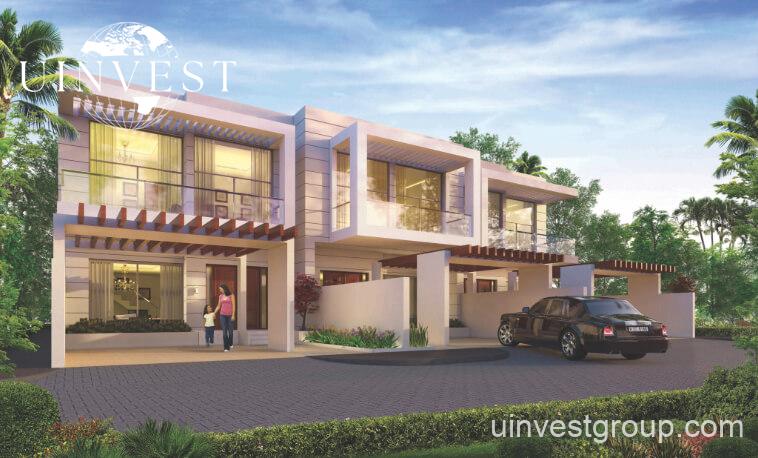 Modern townhouse community at Dreamz by Danube in Al Furjan, Dubai, featuring stylish three- and four-bedroom homes with landscaped gardens, contemporary architecture, and spacious living areas.