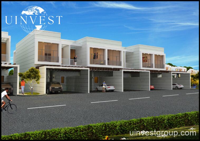 Modern townhouse community at Dreamz by Danube in Al Furjan, Dubai, featuring stylish three- and four-bedroom homes with landscaped gardens, contemporary architecture, and spacious living areas.