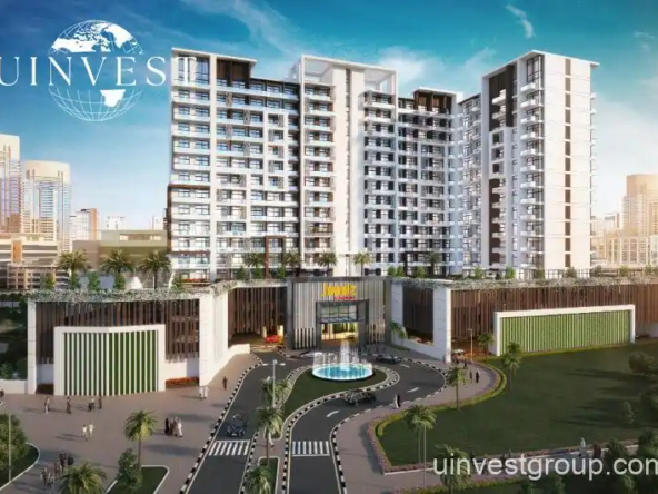 Landscaped podium gardens with barbecue areas and vertical garden walls at Jewelz by Danube