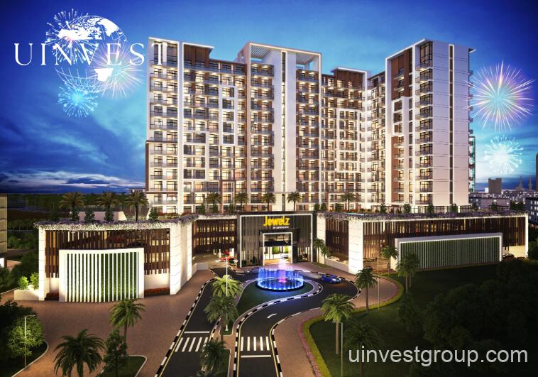 Landscaped podium gardens with barbecue areas and vertical garden walls at Jewelz by Danube