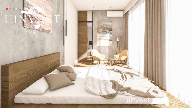 Fully furnished studio apartment interior at Delux Horizon Batumi