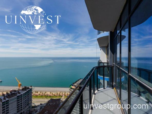 Horizon Elegance Tower in Batumi – modern 32-floor aparthotel with panoramic balconies and sea views, located 150 meters from the Black Sea.