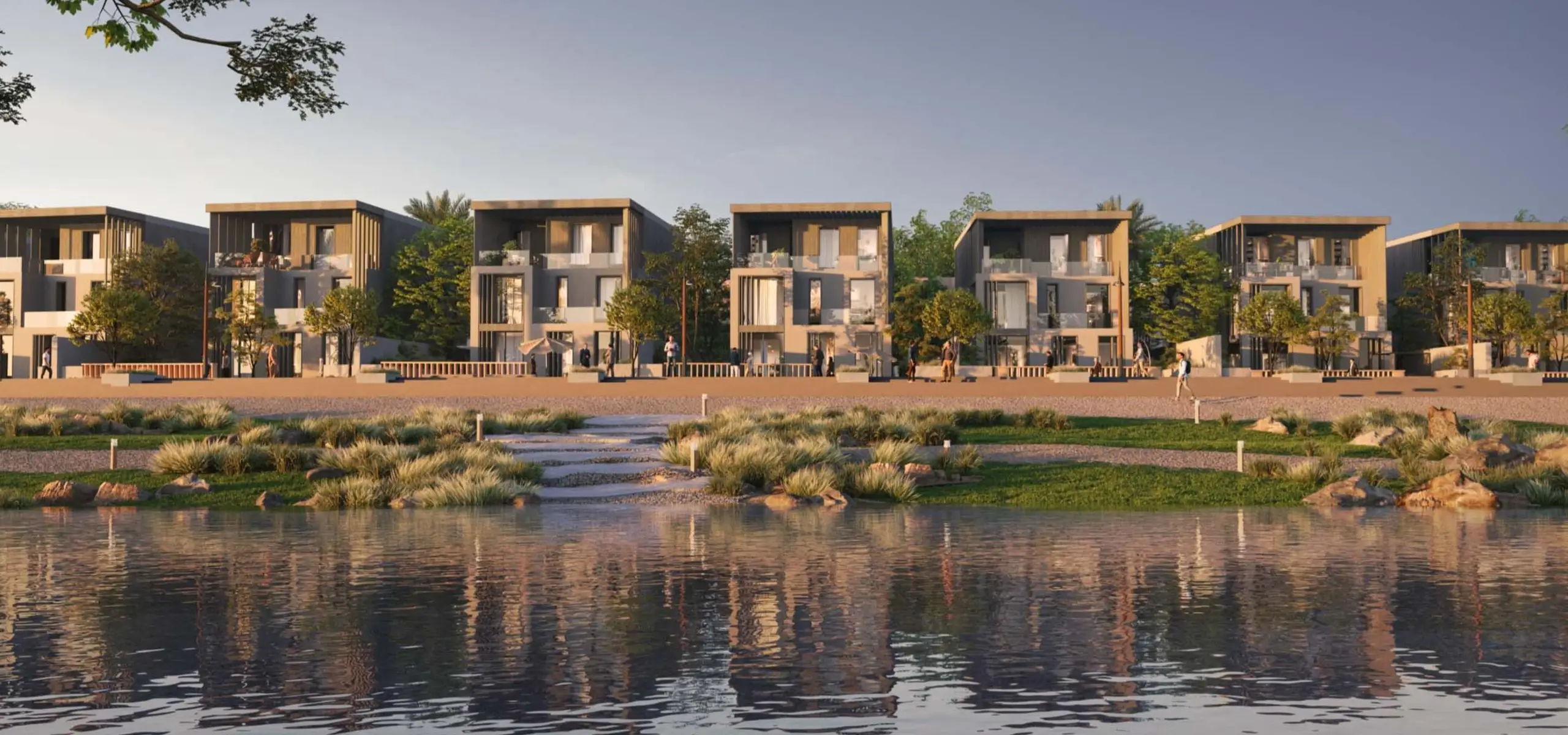 Wadi Zaha apartments with landscaped gardens and swimming pool, Sultan Haitham City, Oman