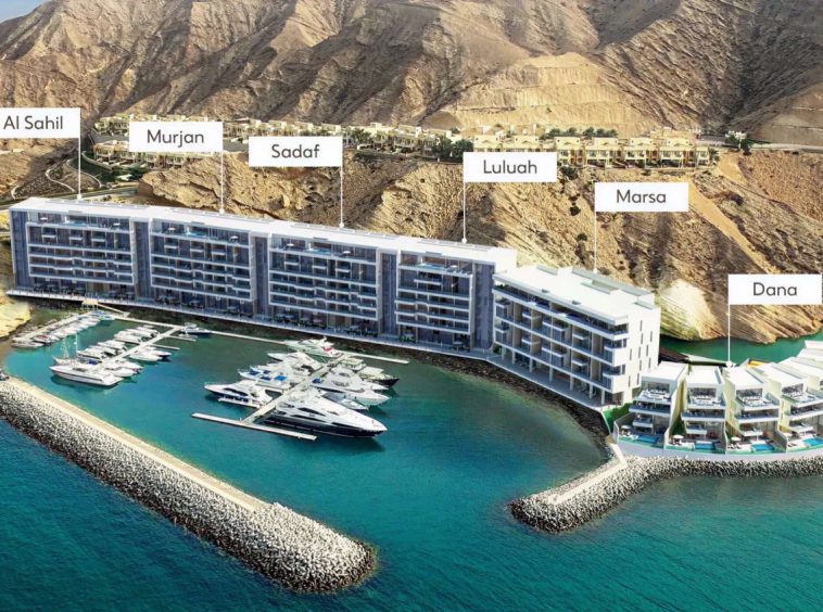 Al Mina, Barr Al Jissah, Muscat, Oman — Marina Residences & Beachfront Villas — al mina masterplan six buildings names