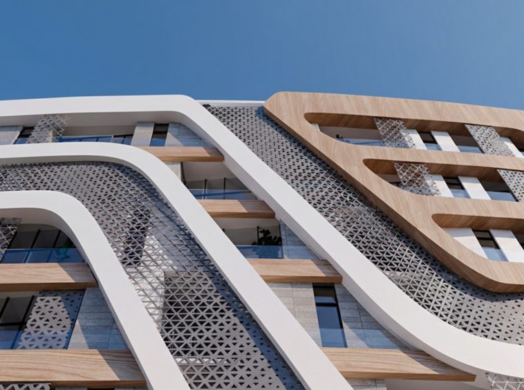 Alef Qurum Residence facade with Arabesque perforated screens