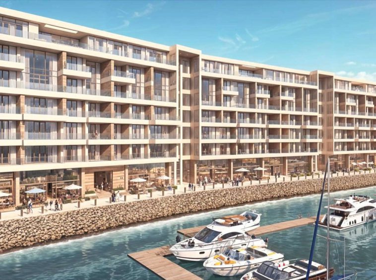Al Mina, Barr Al Jissah, Muscat, Oman — Marina Residences & Beachfront Villas — al mina marina promenade elevation