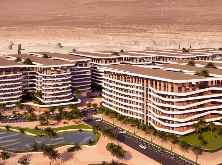 Aerial view of the Uptown Muscat masterplan in Al Rusayl, Muscat