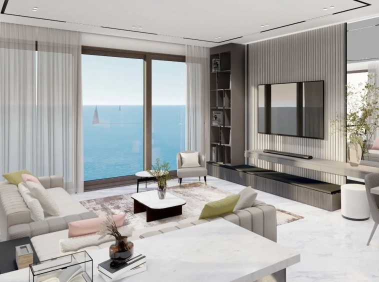 Living room with sea view at Bellevue, Al Mouj