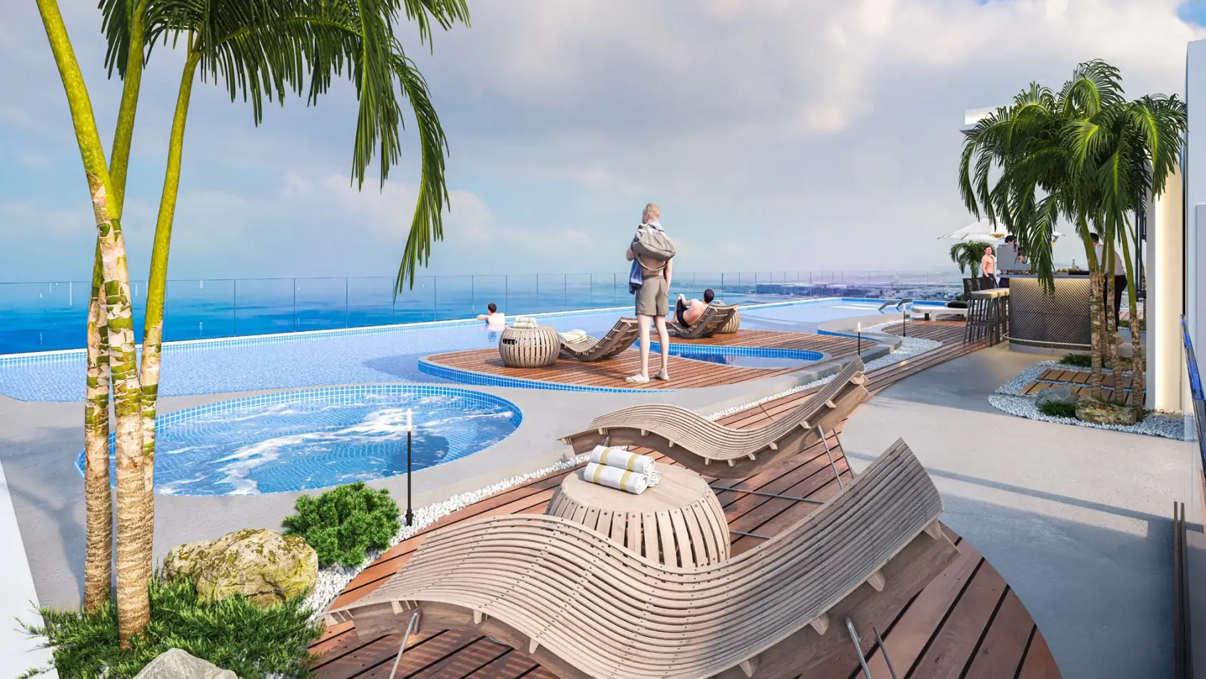 Rooftop infinity pool and jacuzzi at Bellevue, Al Mouj