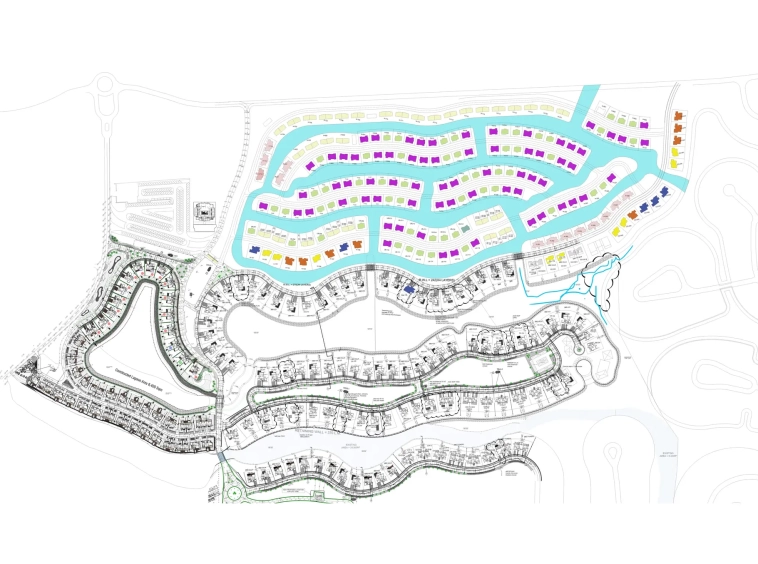 Site plan of Lubana Island at Amazi showing the layout of waterfront villa and chalet plots around the lagoon