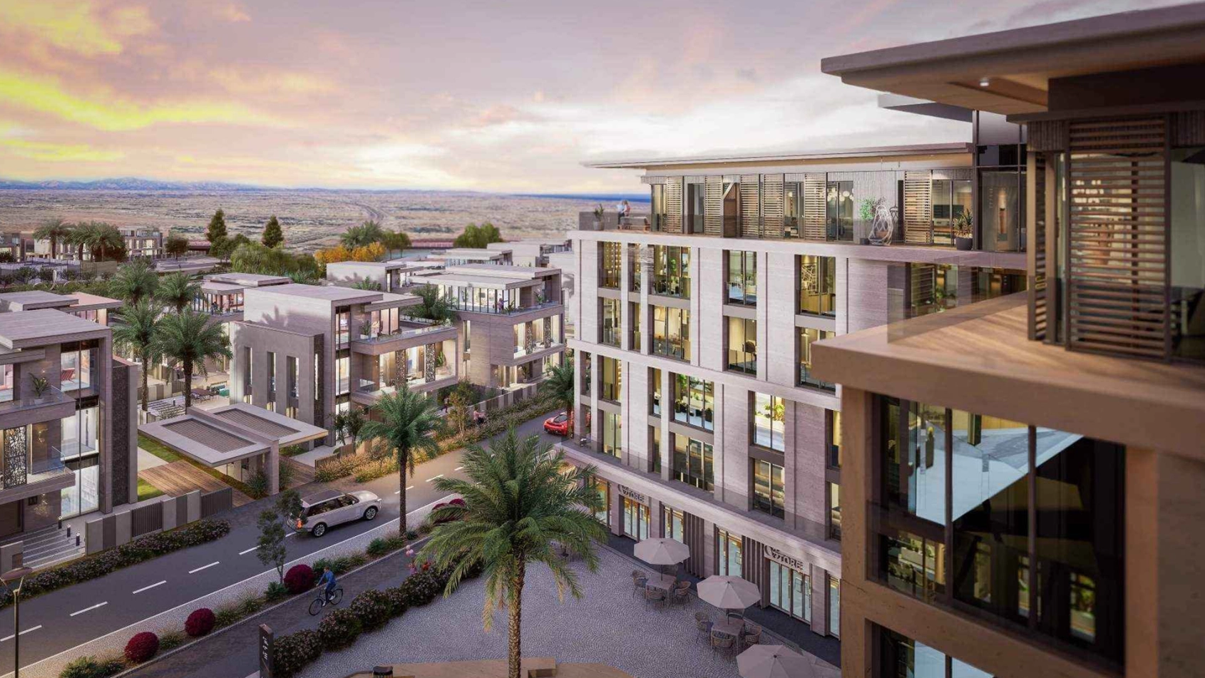 Balcony view over Sarooj Oasis Apartments, Sultan Haitham City