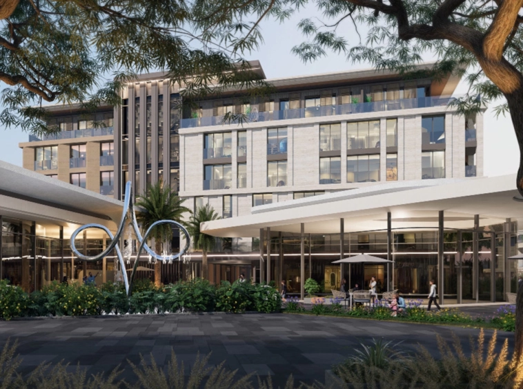 Apartment building entrance at Sarooj Oasis Apartments, Sultan Haitham City