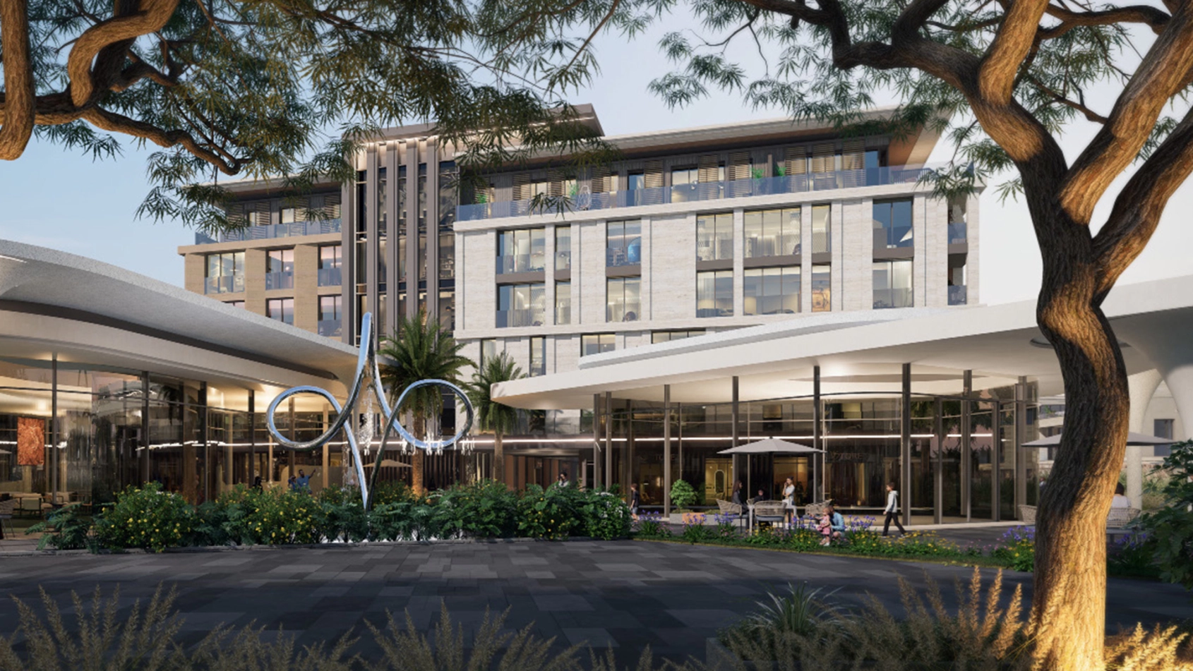 Apartment building entrance at Sarooj Oasis Apartments, Sultan Haitham City