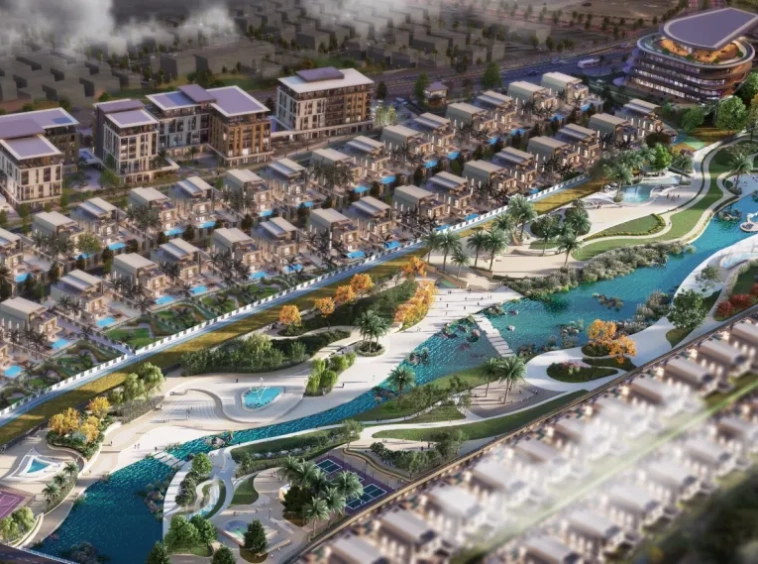 Aerial masterplan view of Sarooj Oasis Villas, Sultan Haitham City