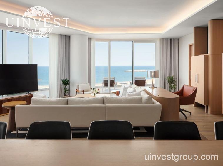 Pearl one-bedroom residence living area at The St. Regis Al Mouj Muscat Resort