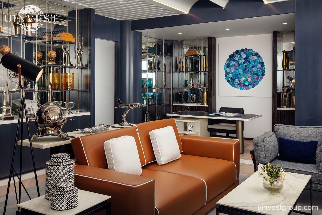 Royal Suite living room interior detail at The St. Regis Al Mouj Muscat Resort