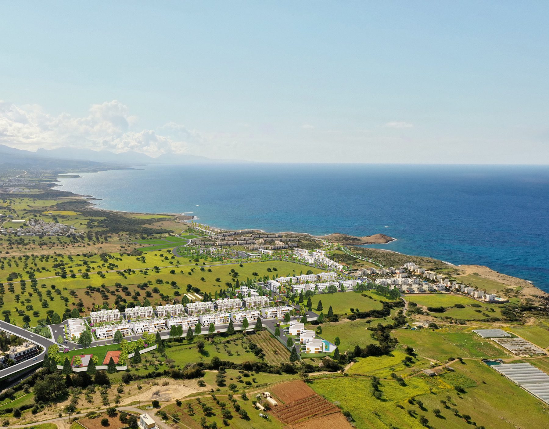 Aerial view of the Caesar Breeze development on the coast