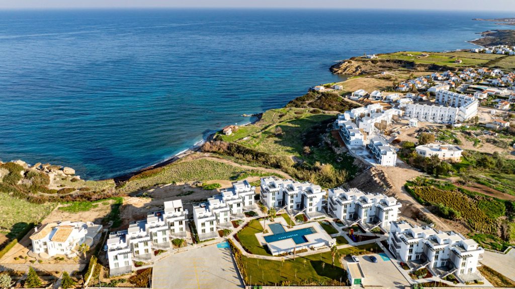 Atlantis Beach Apartments Tatlisu white apartment blocks seen from above
