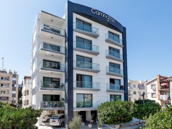 Street view of the Carrington 11 apartment building, Kyrenia city centre