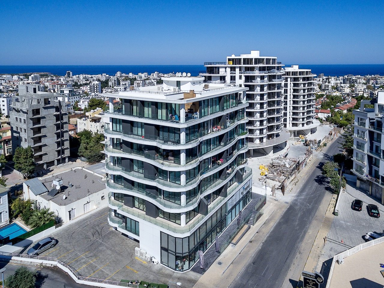 Elevated view of the Carrington 22 block with Kyrenia and the sea behind