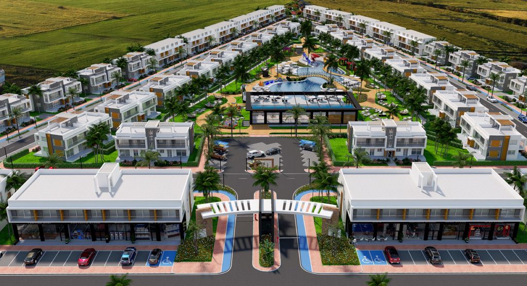Four Seasons Life II aerial rendering of the site layout with central pool