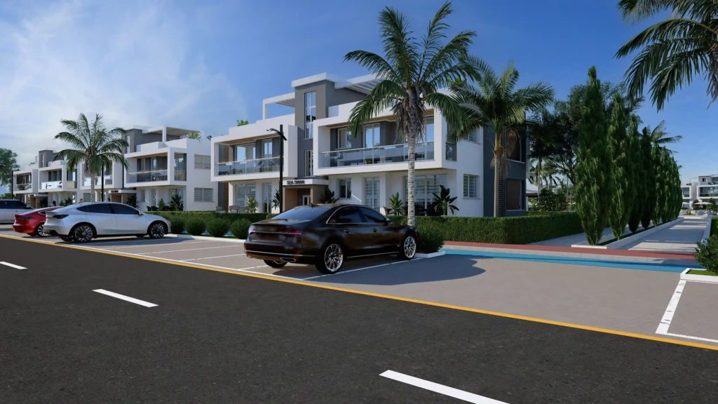 Four Seasons Life III rendering of villas along a road with parked cars