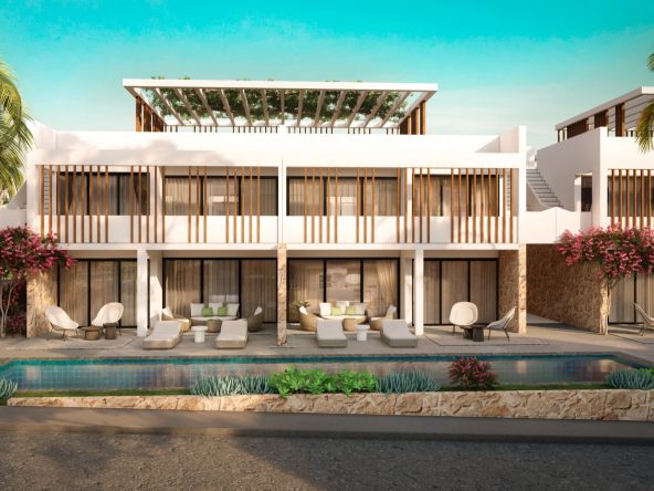 La Casalia rendering of a two-storey villa with a pool and garden