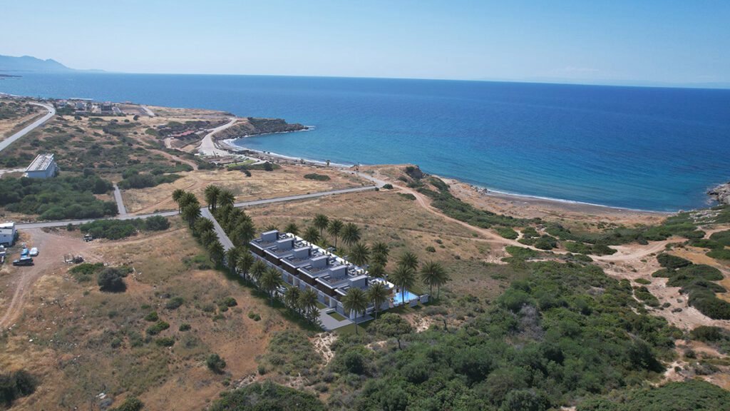 Aerial view of the Moonlight Villas site on the coastline