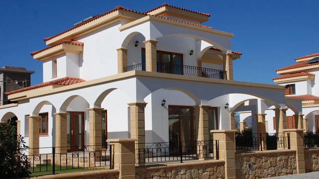 Pearl Village Iskele detached villa with arched porch and tiled roof