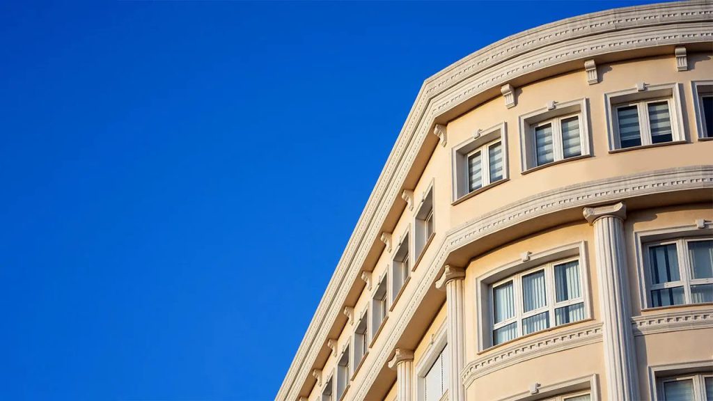 Themis Center Famagusta curved cream facade with arched windows