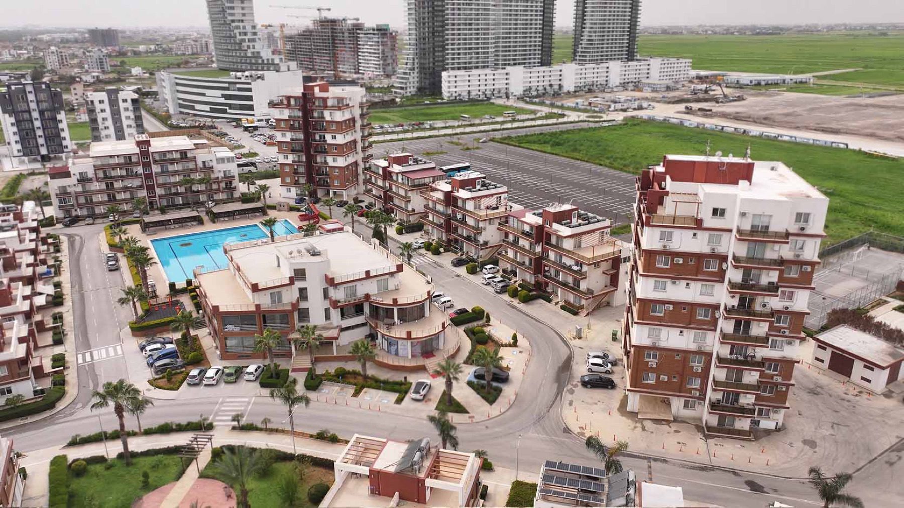 Aerial view of Royal Sun Residence from the pool side