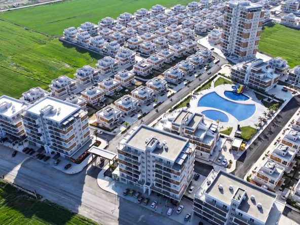 Aerial view of Royal Sun Elite Residence pools and apartment blocks