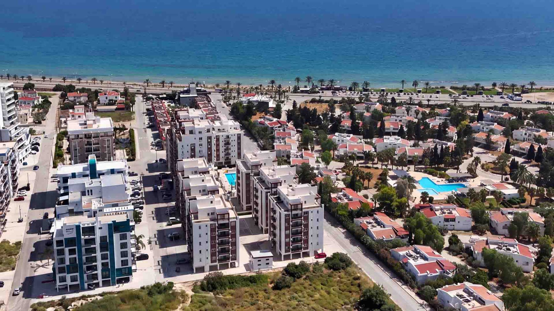 Aerial view of Sea Life Plus complex near the sea