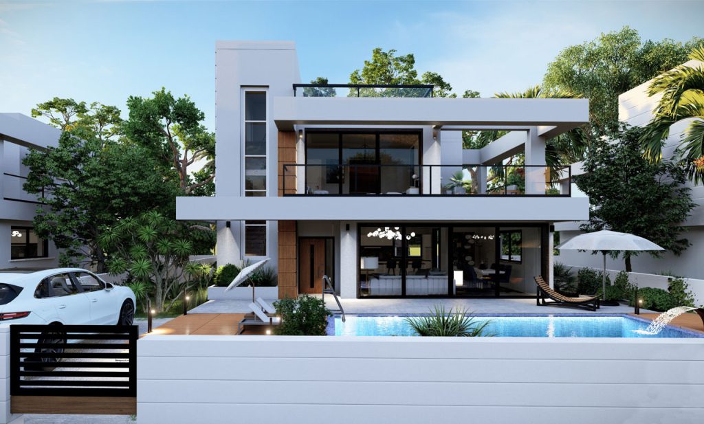 Sunrise Yenibogazici نمای بیرونی ویلا، رندر