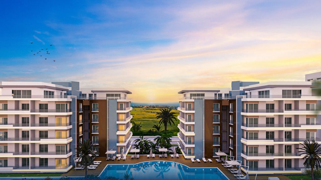 The Blue Residence Iskele exterior render, Noyanlar Group